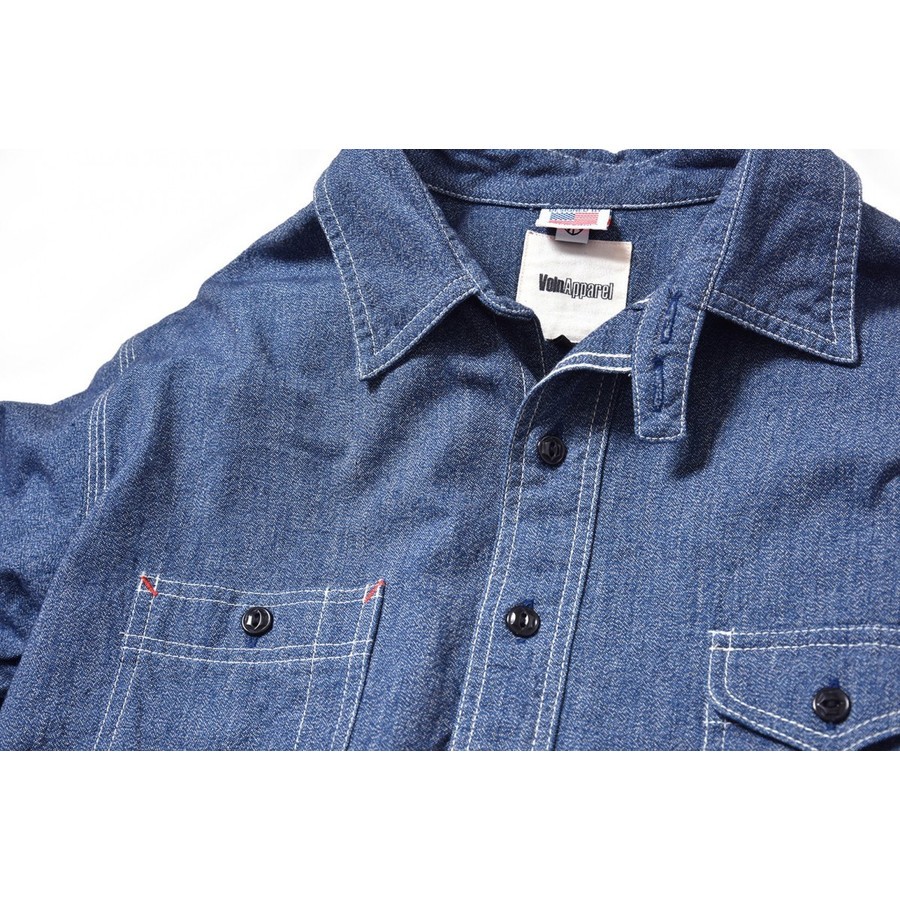 【60% OFF】VOLN Classic Work Shirts Fether Indigo Blue ボルン クラッシック ワーク シャツ インディゴ ブルー 長袖