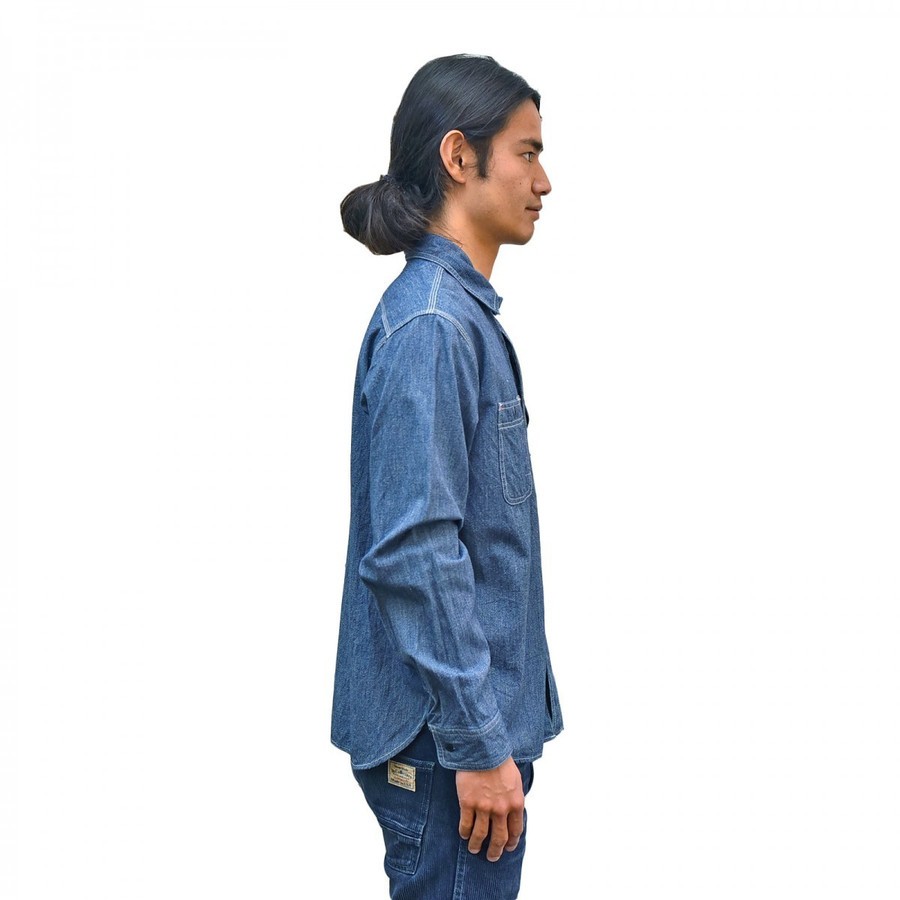 【60% OFF】VOLN Classic Work Shirts Fether Indigo Blue ボルン クラッシック ワーク シャツ インディゴ ブルー 長袖