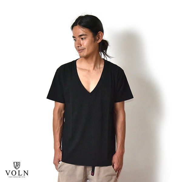 【40% OFF】VOLN / V Neck Tee / Black / POCKET