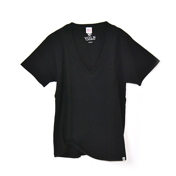 【40% OFF】VOLN / V Neck Tee / Black / POCKET