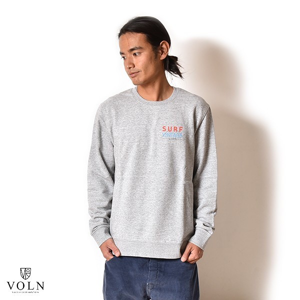 【50% OFF】VOLN/SURF VINTAGE LINE Crew Sweat /GRAY ボルン サーフ ヴィンテージ ライン スウェット グレー 長袖