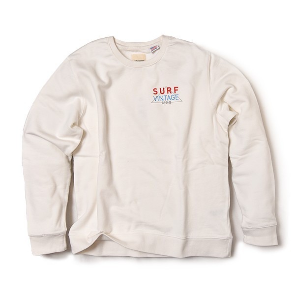 【50% OFF】VOLN/SURF VINTAGE LINE Crew Sweat / WHITE ボルン サーフ ヴィンテージ ライン スウェット ホワイト 長袖