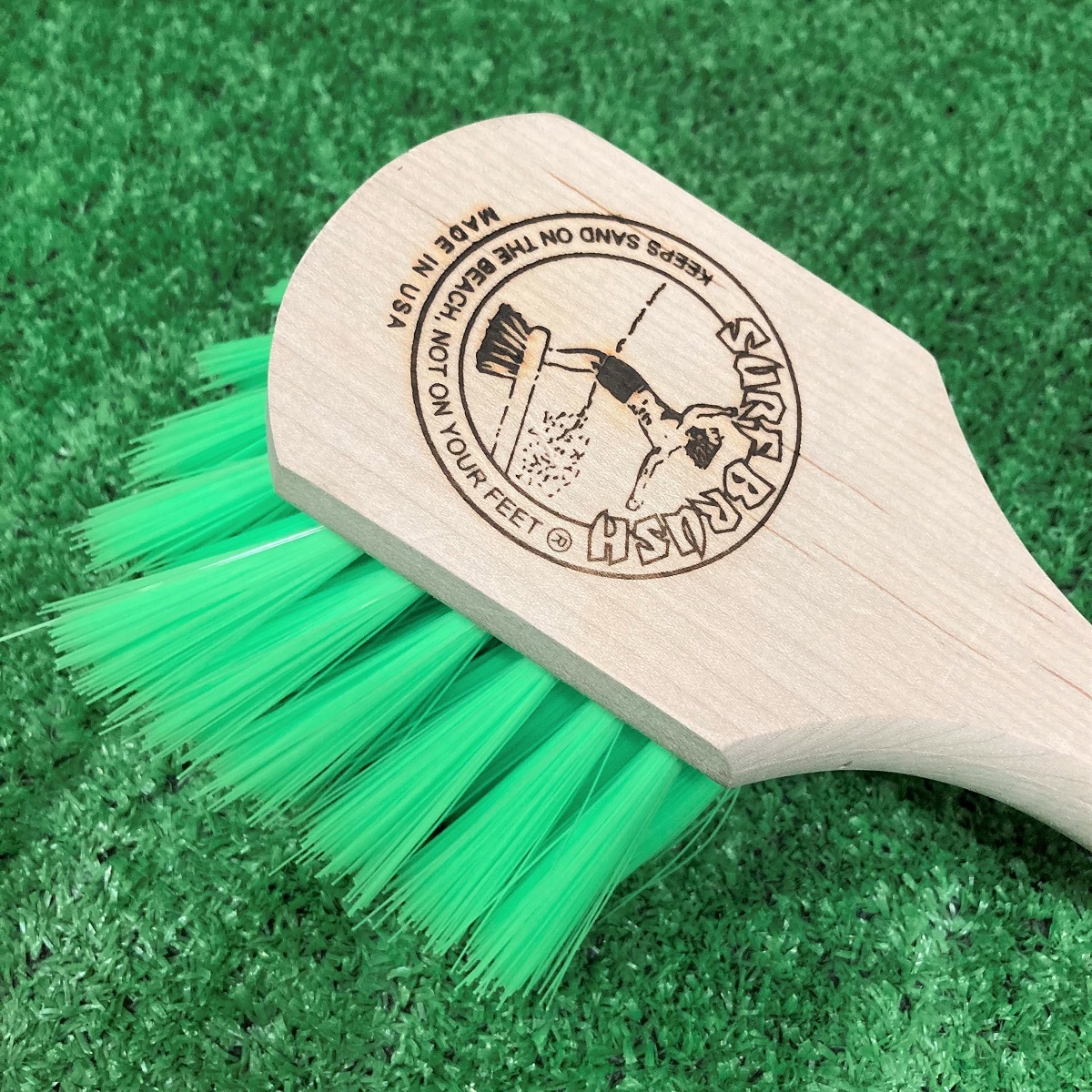 EXTRA サーフブラシ ウッド ロング やわらか砂落とし用ブラシ SURF BRUSH WOOD LONG GREEN Made in USA サーフィン アメリカ製 環境保護 車内清掃