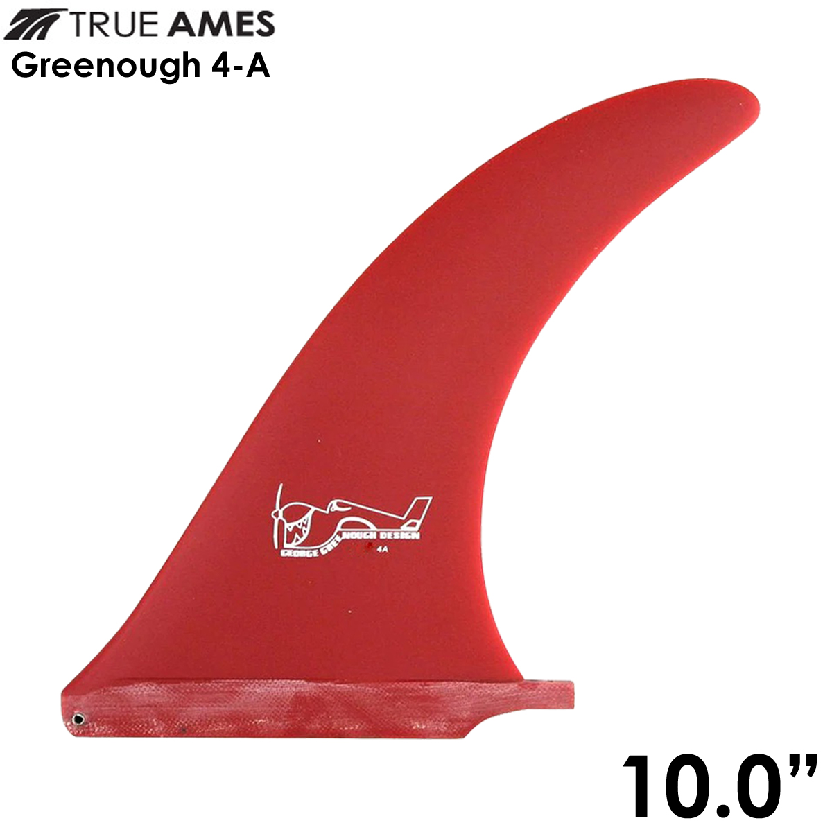 TRUE AMES グリノーフィン Greenough 4A 10.0" Sanded Solid Red トゥルーアムス フィン ロングボード センターフィン シングルフィン サーフィン グリノウ 4-A