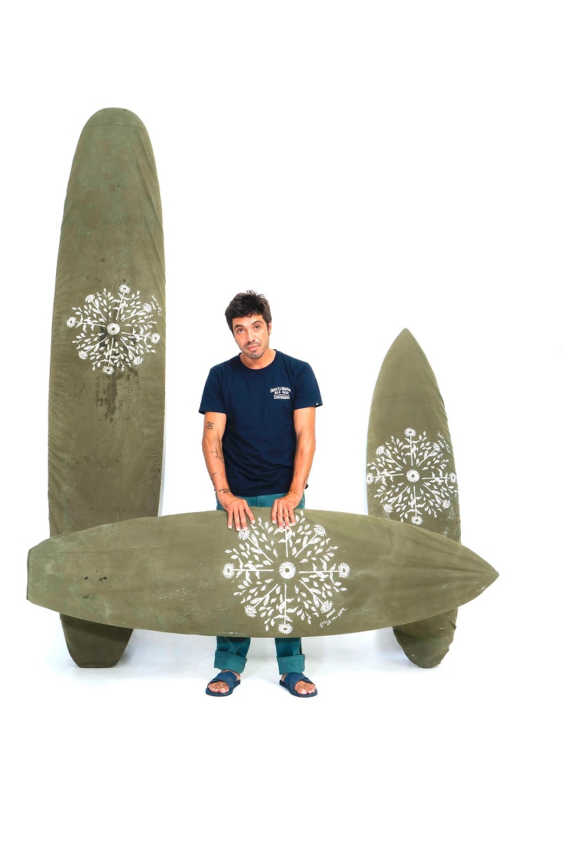 DEFORMASI デフォルマシー × SURF A BILLY 7'4" デッキカバー Baby Canvas ジャレッドメル DECK WRAP ミッドレングス indonesian Batik Dark green