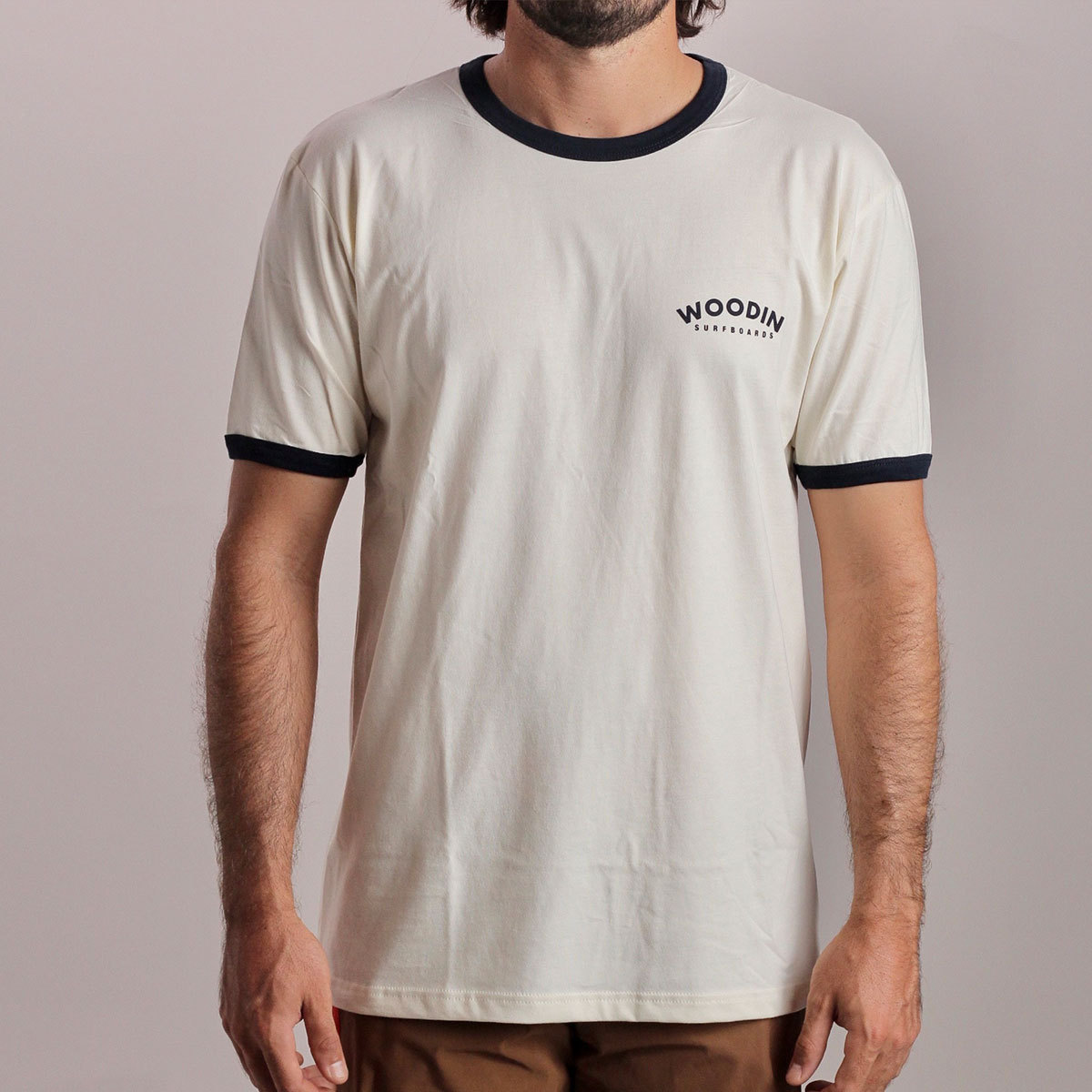 Woodin Surfboards White Ringer Tee