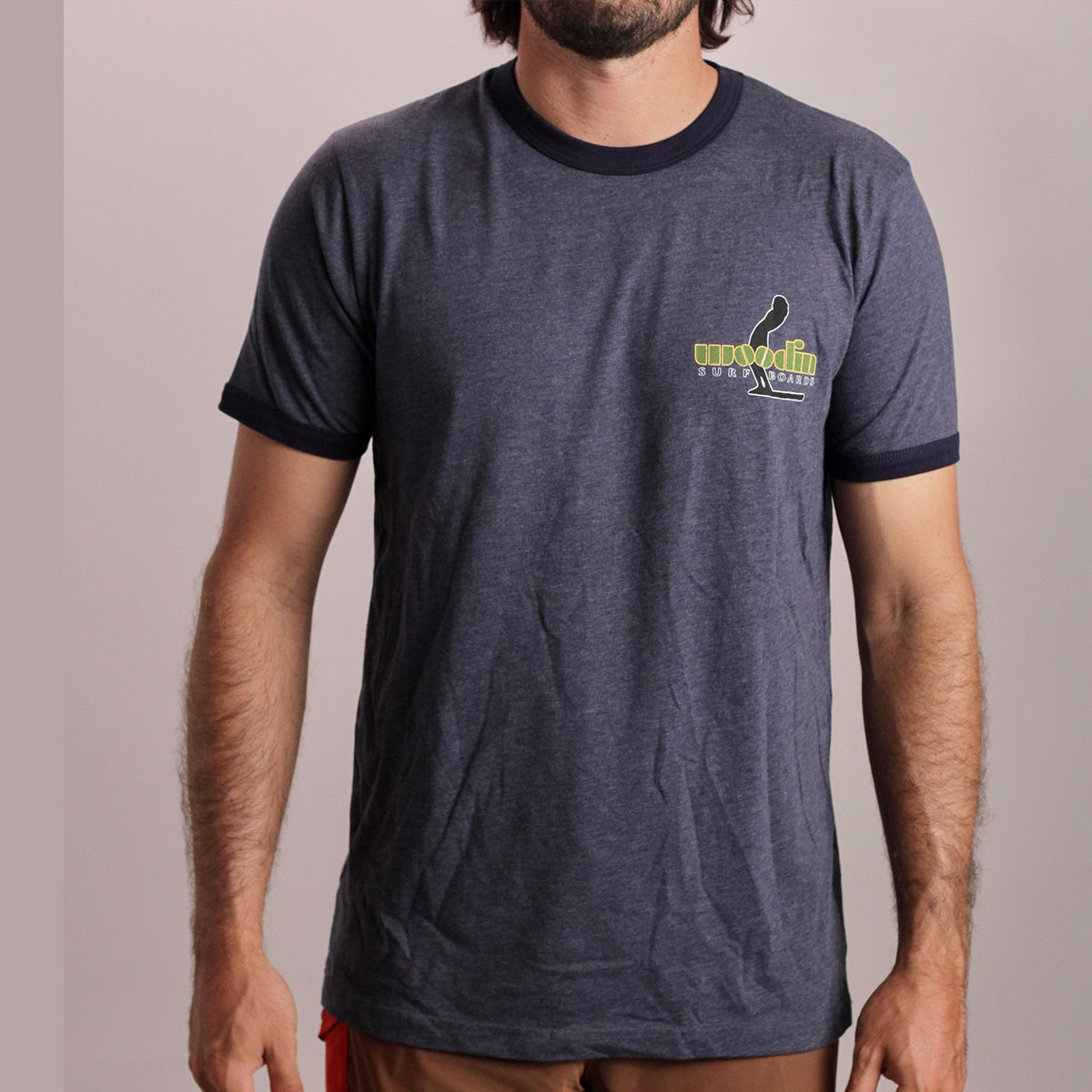 Woodin Surfboards Blue Ringer Tee