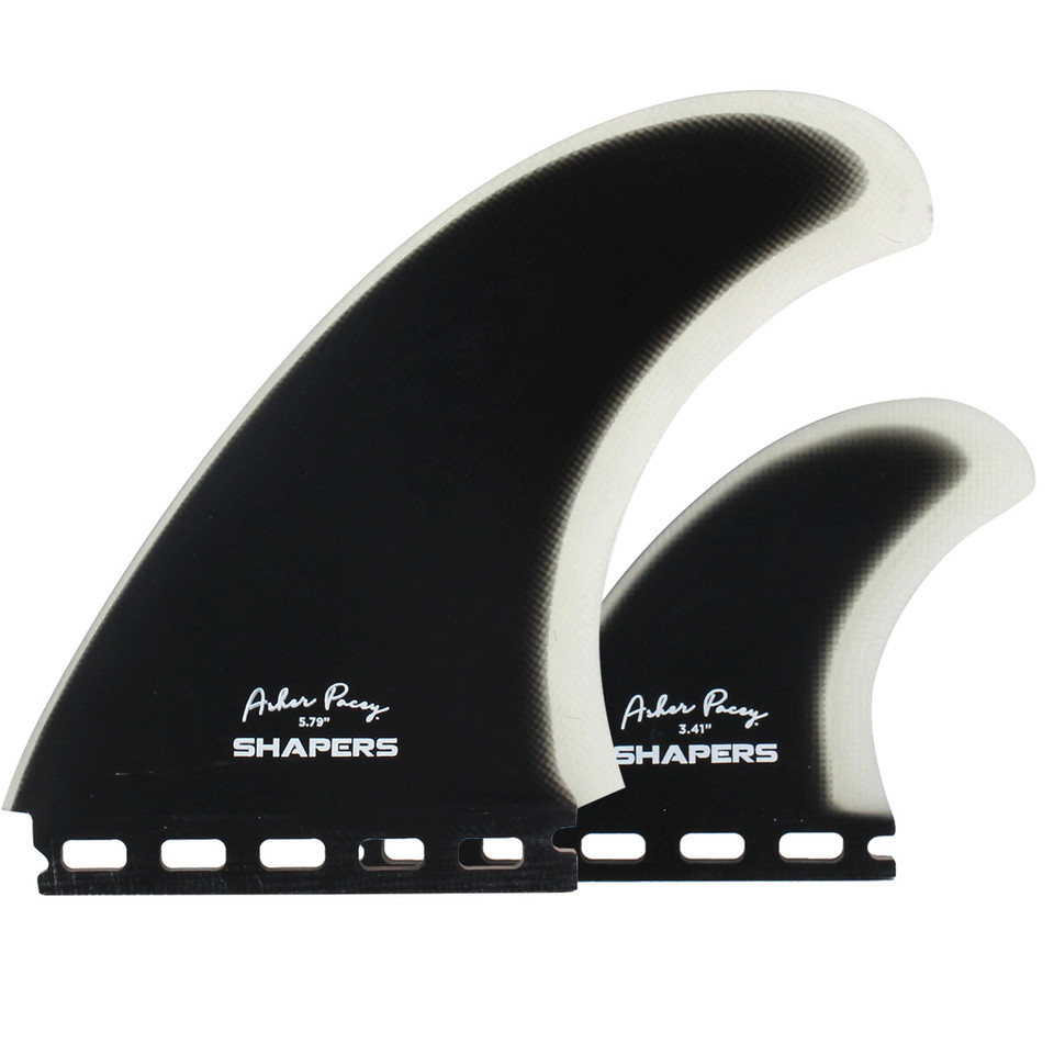 SHAPERS FINS シェーパーズフィン Asher Pacey 5.79" Futures type Twin Fin Set - Black Clear アッシャーパーシー ツインフィン トレイラーフィン futuresタイプ