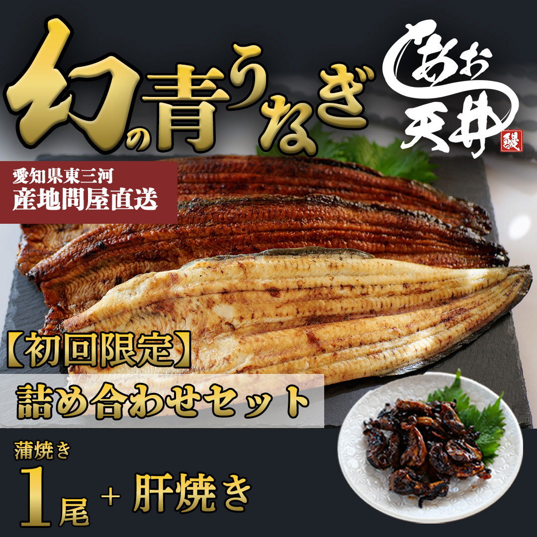【初回限定】幻の鰻 あお天井の蒲焼き1尾と高級肝焼きの詰め合わせセット（1～2人前）【愛知県東三河産地問屋直送】