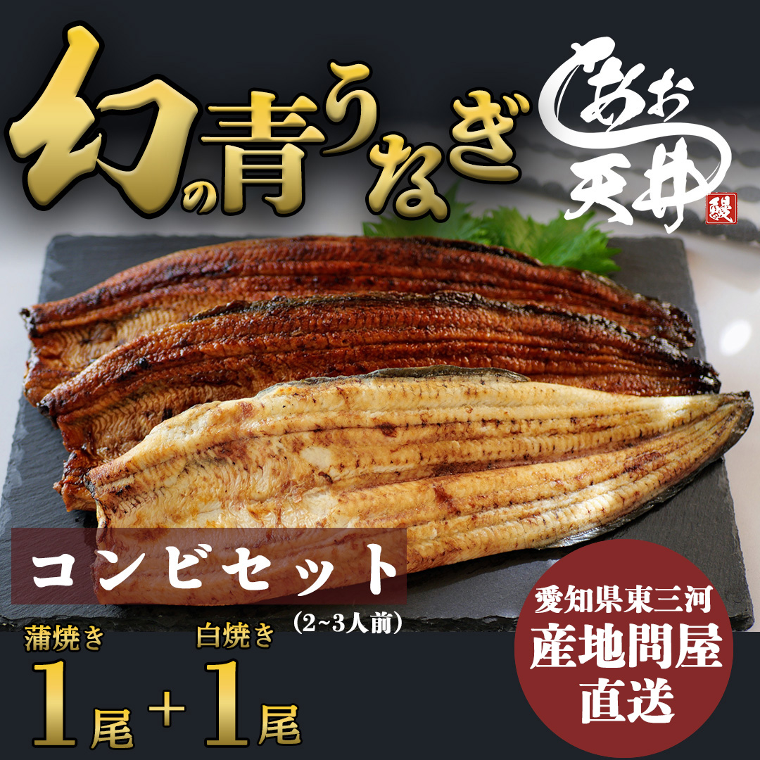 幻の鰻 あお天井の蒲焼き1尾と白焼き1尾のコンビセット（2～3人前）【愛知県東三河産地問屋直送】