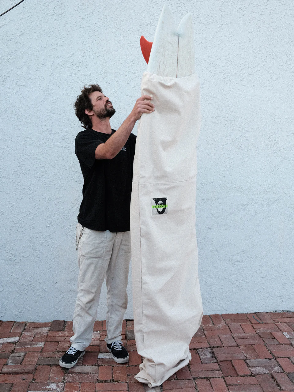 GREEN FUZ 7`0" BLANCO ROUND BOARD BAG／MADE IN USA WHITE / BROWN キャンバスボードバッグ