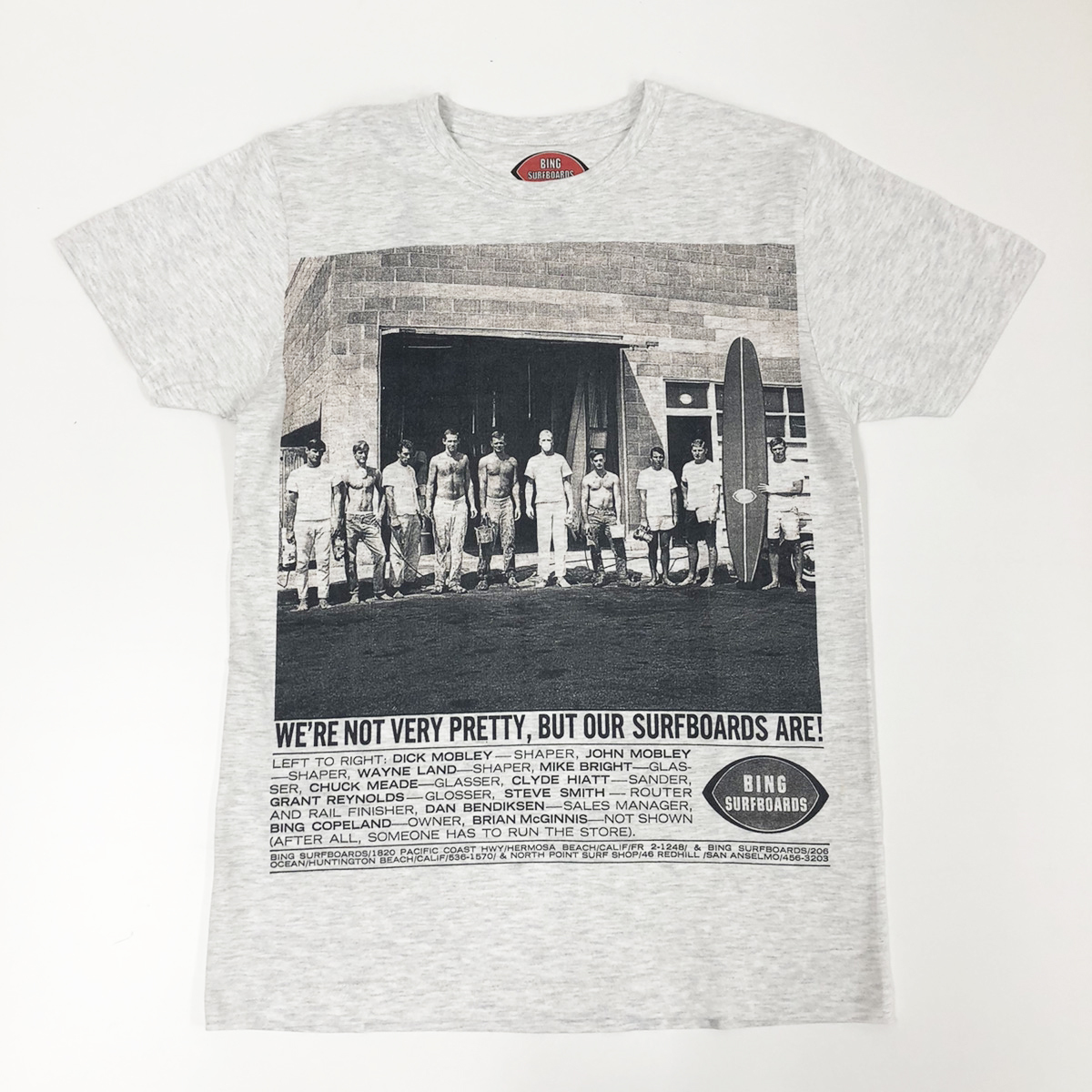 BING SURFBOARDS Tシャツ サーフィン カリフォルニア ロングボード グレー アメリカ