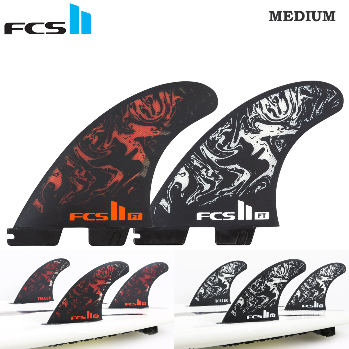 FCS2 フィン エフシーエス2 FT filipe toledo Mサイズ FILIPE TOLEDO TRI FINS トライフィン ショートボード用フィン 3本セット PC+AirCore 2カラー MEDIUM