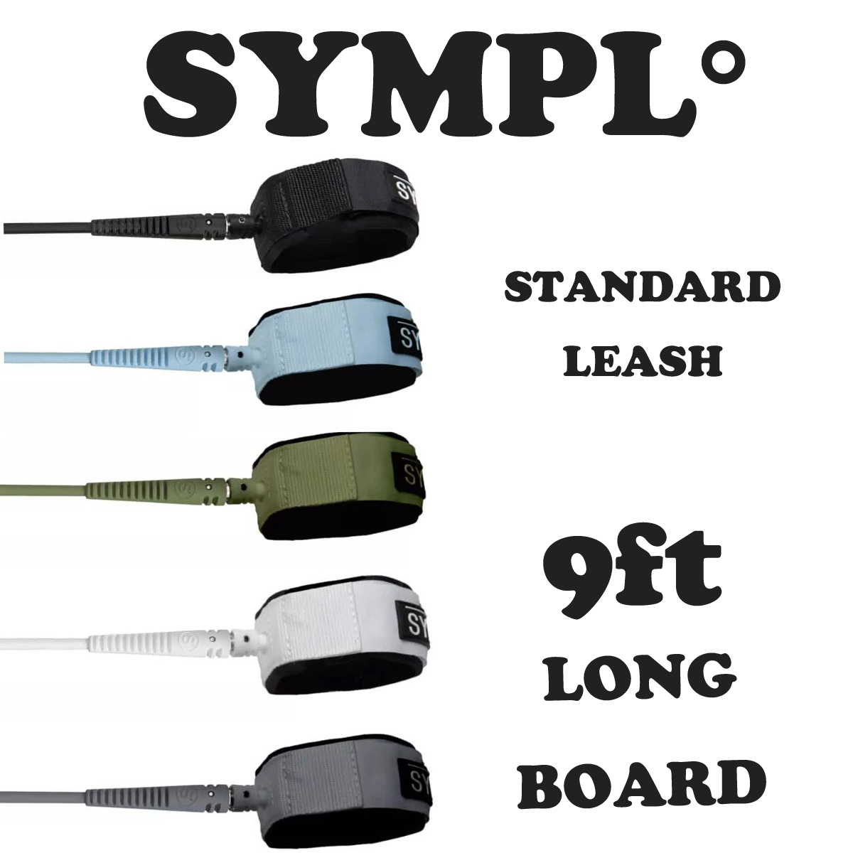 sympl° / LONGBOARD/ LEASH 9ft 6mm シンプル スタンダードリーシュ STANDARD LEASH サーフィン　ロングボード
