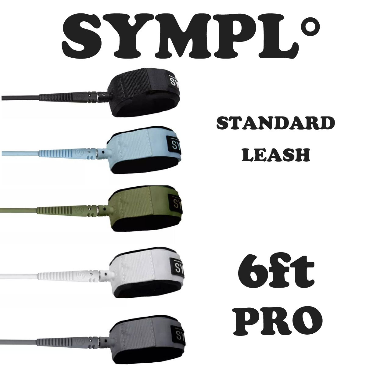 sympl° / PRO/ LEASH 6ft 6mm シンプル スタンダードリーシュ STANDARD LEASH サーフィン　ショートボード