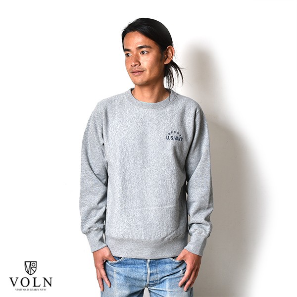 【40％OFF】VOLN / CREW NECK SWEAT / U.S. WAVY / HEATHER GRAY ボルン クールネック スウェット ユーエス ウェイビー ヘザーグレー 長袖 裏起毛