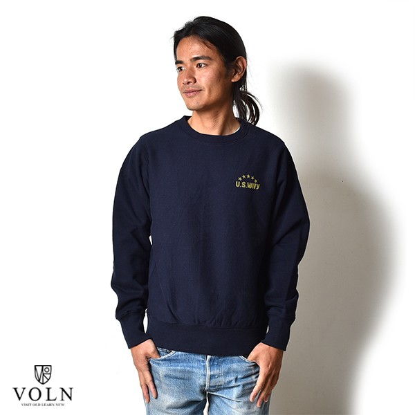 【40％OFF】VOLN / CREW NECK SWEAT / U.S. WAVY / NAVY ボルン クールネック スウェット ユーエス ウェイビー ネイビー 長袖 裏起毛 サーフィン