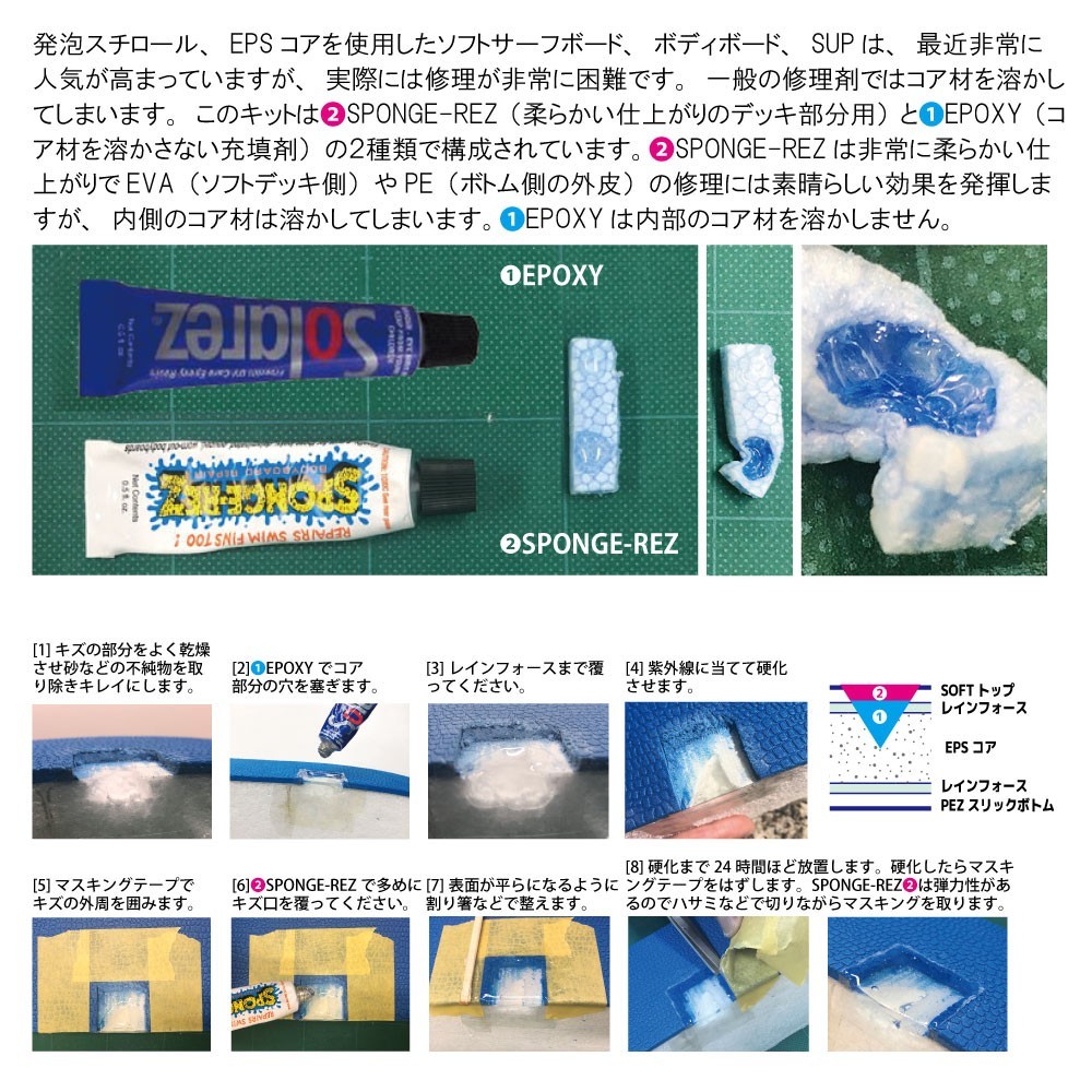 WAHOO ソフトボードリペアキット 0.5oz SOFTBOARD REPAIR KIT　ソーラーレズ　リペア樹脂　エポキシ樹脂　スポンジ樹脂　サーフボード修理剤