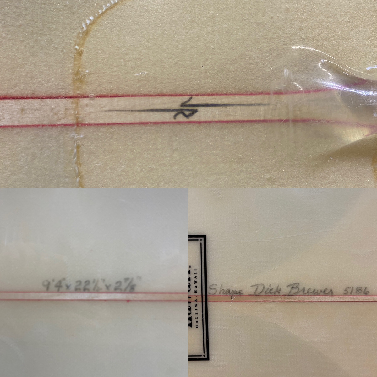 SURFBOARD HAWAII / 90`S Vintage LOG Shaped by Dick Brewer