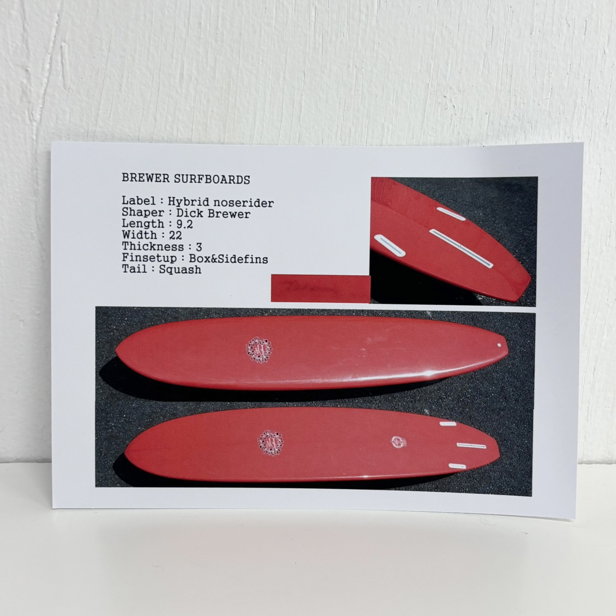 DICK BREWER / 9`2 HYBRID NOSERIDER Shaped By Dick Brewer