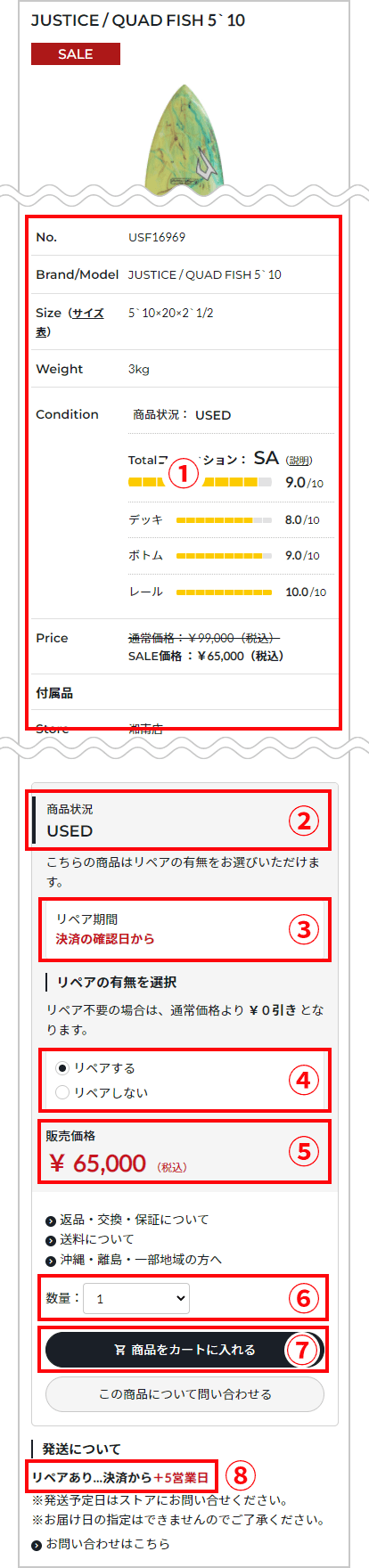 商品の詳細情報を確認し、商品をカートに入れる